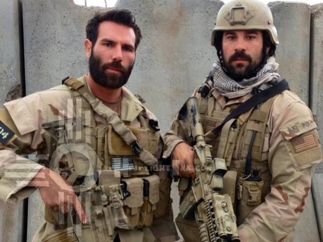 Dan Bilzerian (left) playing Dan Healy and Jerry Angelo (right) playing as of now an unidentified SEAL