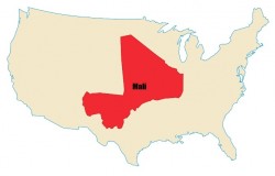 Map: Mali compared to Texas