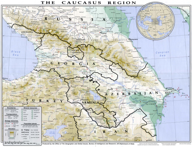 The Caucasus. (Courtesy of Wikimedia Commons and Nokka)