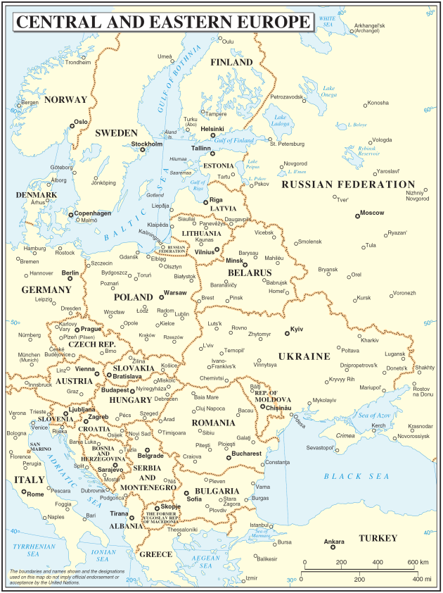 Central and Eastern Europe. (Courtesy of Wikimedia Commons and the United Nations)