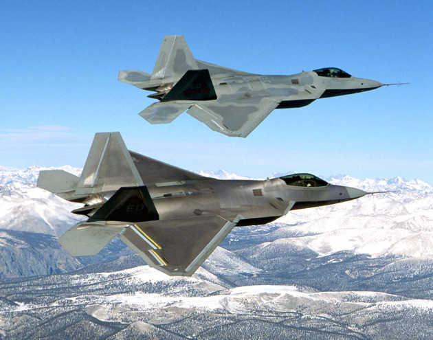 FILE PHOTO -- The F-22 is an air-superiority fighter with improved capability over current Air Force aircraft. From the inception of the battle, the F-22's primary objective will be to establish air superiority through the conduct of counter air operations. The F-22 also has an inherent air-to-surface capability. A combination of improved sensor capability, improved situational awareness, and improved weapons provides first-kill opportunity against the threat. (U.S. Air Force photo)