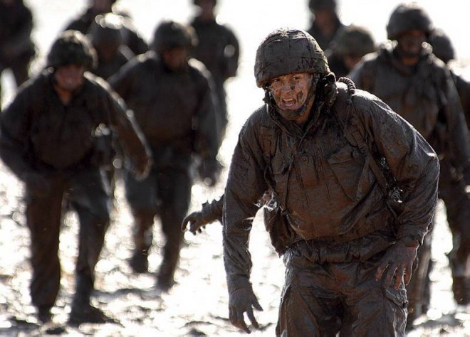Royal Marine Recruits on the Infamous River Exe Mud Run
