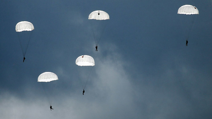 Russian Paratroopers Drop Onto Polar Icecap