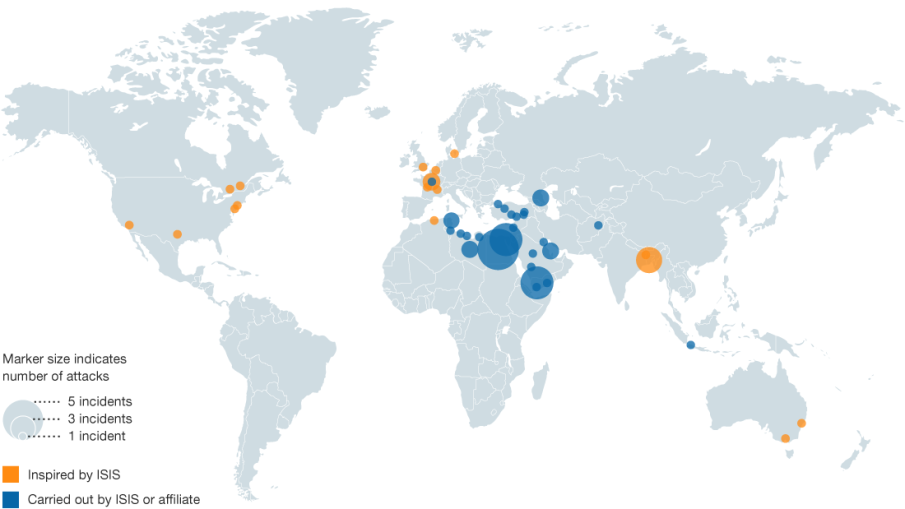Tracking global ISIS attacks