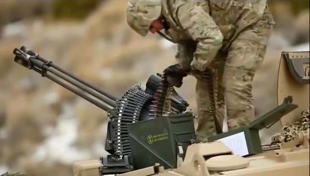Watch: The .50-caliber Gatling gun in action