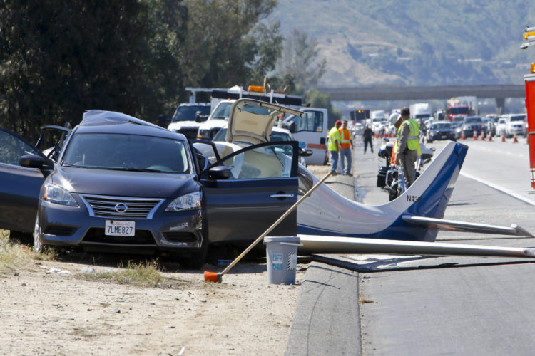 Lancair Belly-Lands On Freeway, 1 Killed