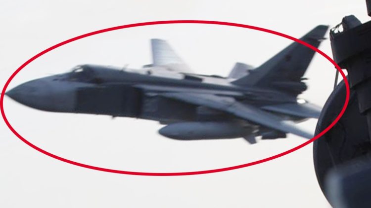 Russian Su-24 Dangerously Close To US Warship