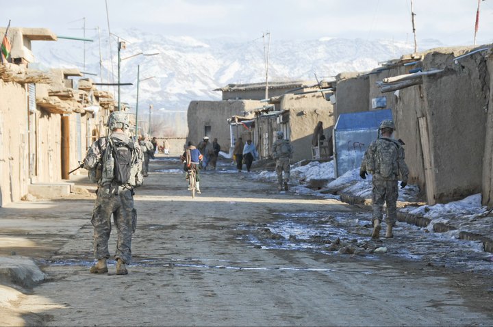 Soldiers assigned to 1/506 Infantry patrol Paktika province in 2010.