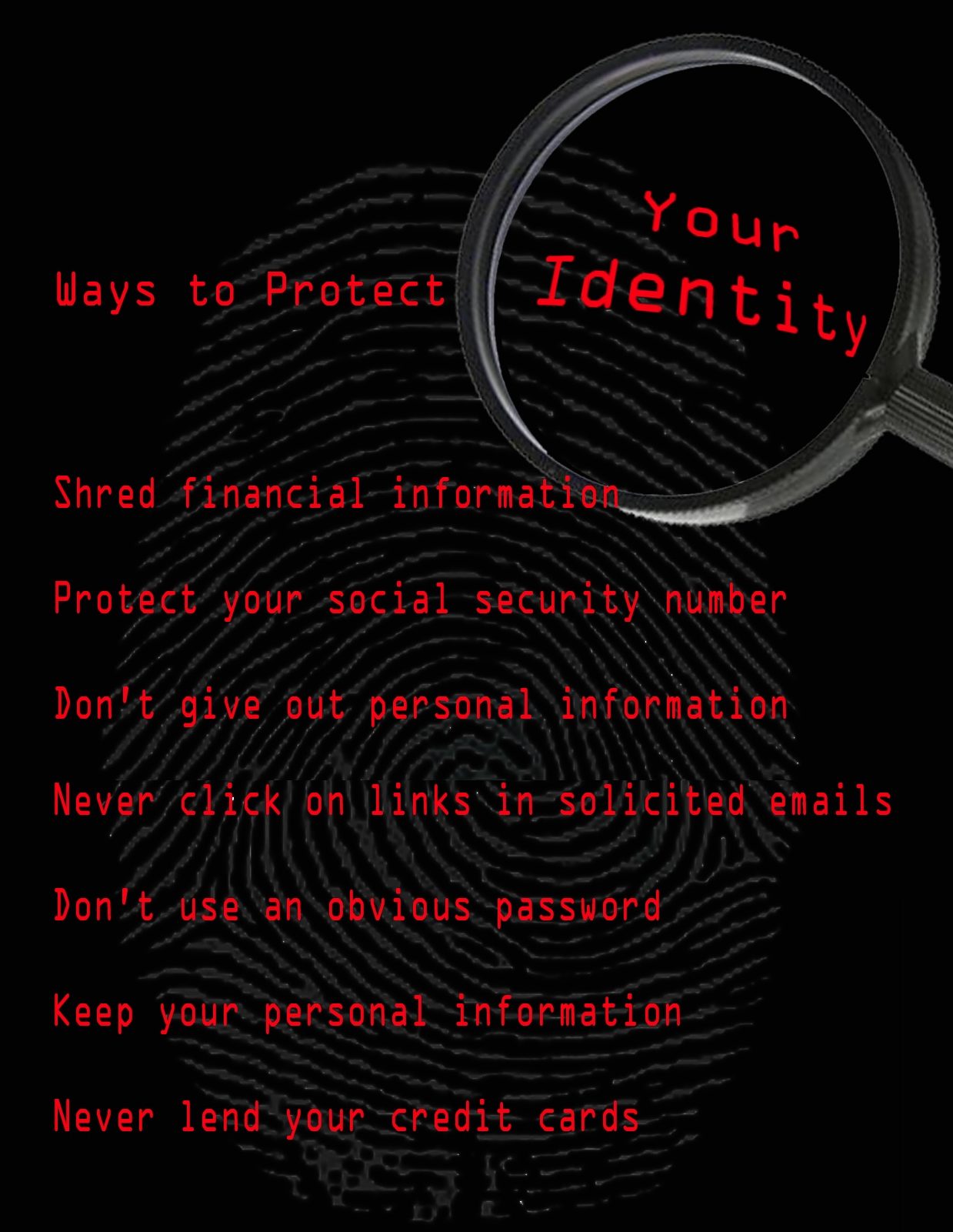 Here are a few steps to protect your personal information against identity theft. (U.S. Air Force graphic/Beaumont Wade)