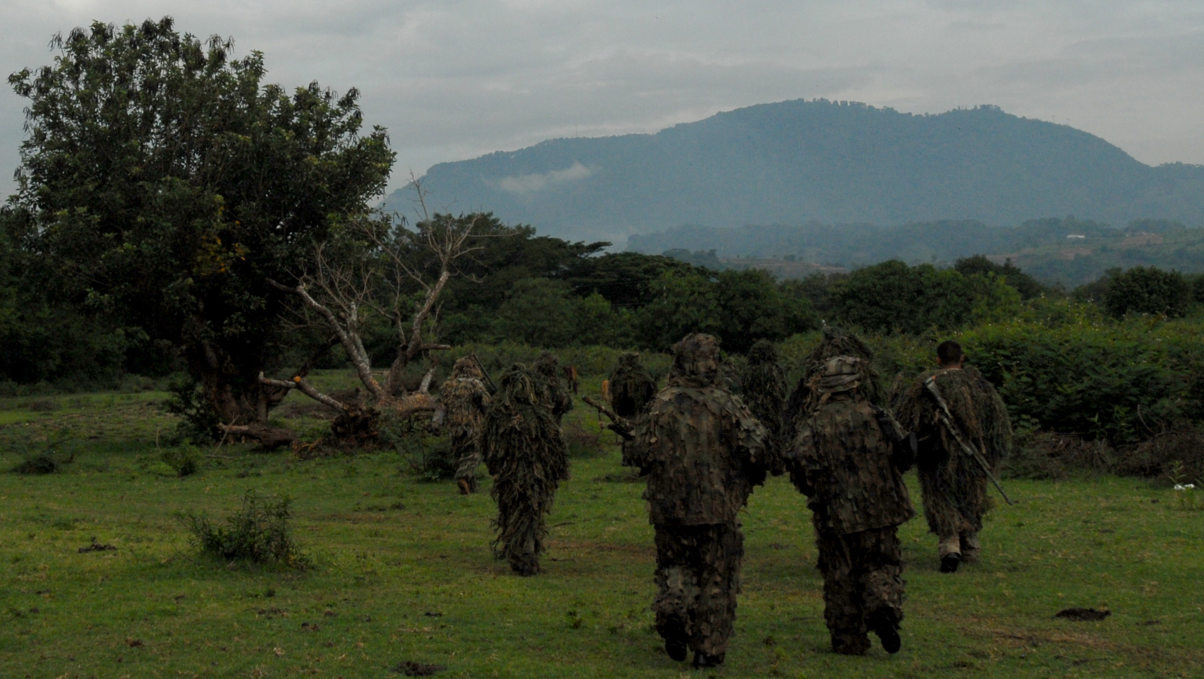 Special Operations Sniper Teams begin the Stalk event of Fuerzas Comando 2011, June 16, Shangallo Range, El Salvador. Fuerzas Comando, established in 2004, is a U.S. Southern Command-sponsored Special Forces skills competition and senior leader seminar which is conducted annually in Central and Southern America and the Caribbean.