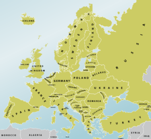Map of Europe SOF - SOCEURs area of operations.