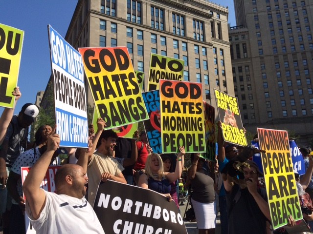 The KKK, Black Lives Matter, and Westboro Baptist Church throw urine outside RNC