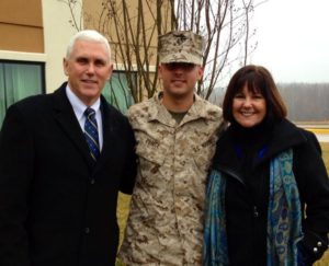 Proud parents with the newly commissioned 2Lt. (Credit: Twitter @mike_pence)