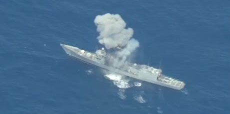 Watch: Decommissioned Navy warship hit with missiles and torpedoes