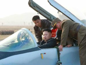 Kim Inspects one of his fighters (DPRK)
