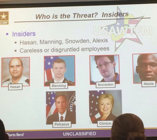 Army confirms: Training slide lists Hillary Clinton as insider threat