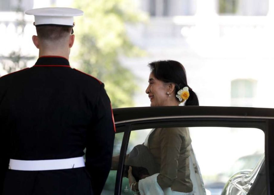 US lifting sanctions on Myanmar as Aung San Suu Kyi visits