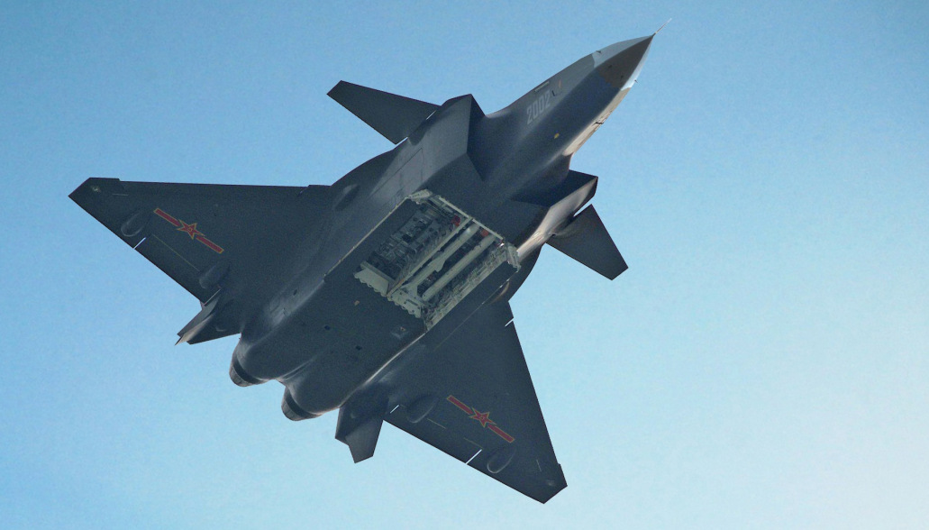 The J-20 shows off it's weapons bay.