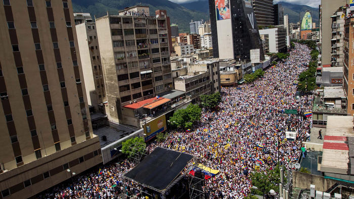 Crowds surge into the streets to demand recall of Venezuela President Nicolas Maduro