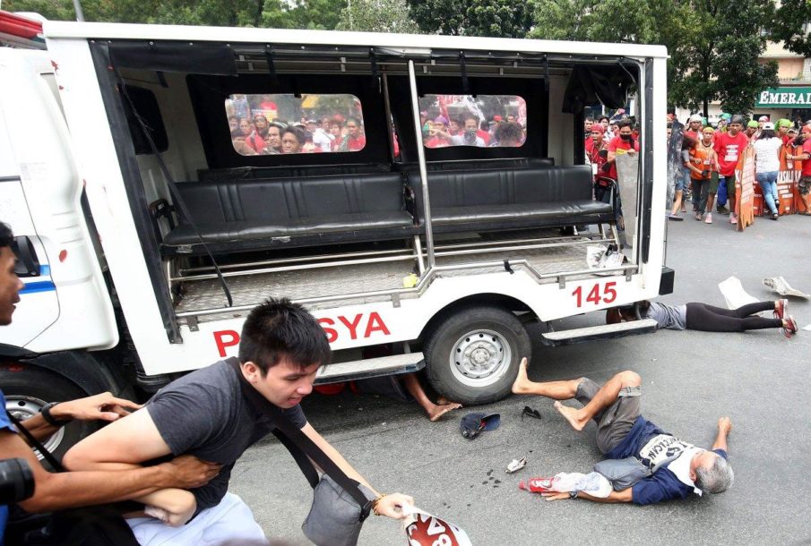 Watch: Anti-US protest turns violent outside of US Embassy in Philippines