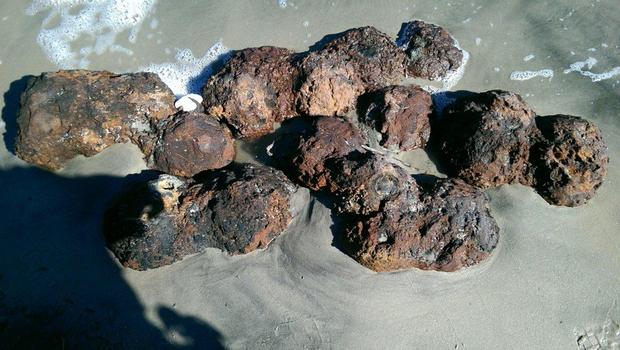 Civil War cannonballs unearthed by Hurricane Matthew near Fort Sumter