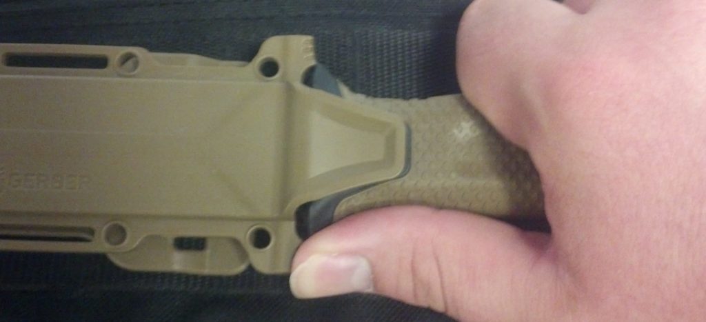 The Gerber StrongArm knive's thumb push pads