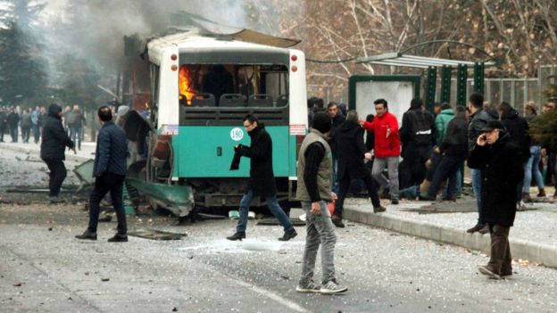 Turkish bus attack: 13 off-duty soldiers killed by car bomb