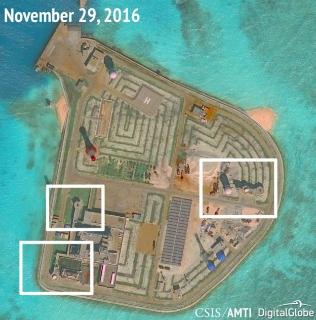 South China Sea: Satellite photos show weapons on Chinese islands