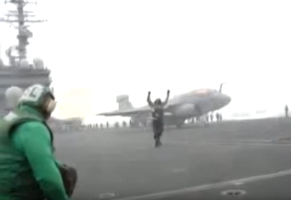 Watch: Navy Sailor on Aircraft Carrier Literally ‘Blown Away’ by Jet Blast!