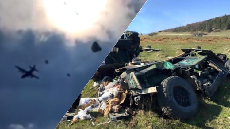 Watch: Three Humvees Fall From the Sky in Failed Airdrop