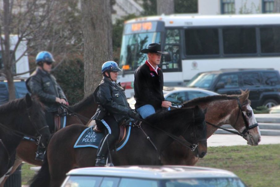 New Secretary of Interior arrives to work on horseback
