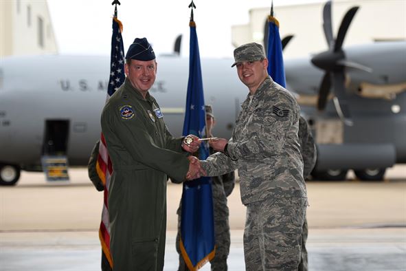 314th Airlift Wing Receives Final New C-130J Aircraft – Gets the Key to the Plane!