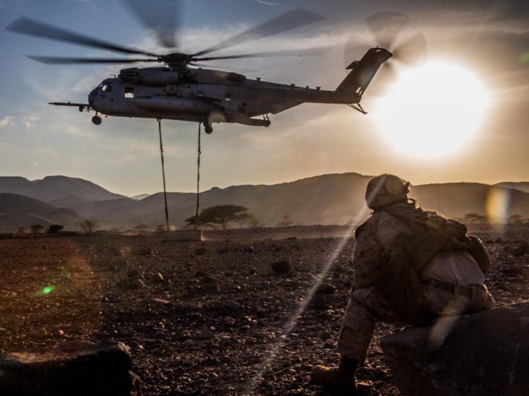 Picture of the Day! US Marine Corps CH-53E Super Stallion Lifts Concrete Barrier in Djibouti