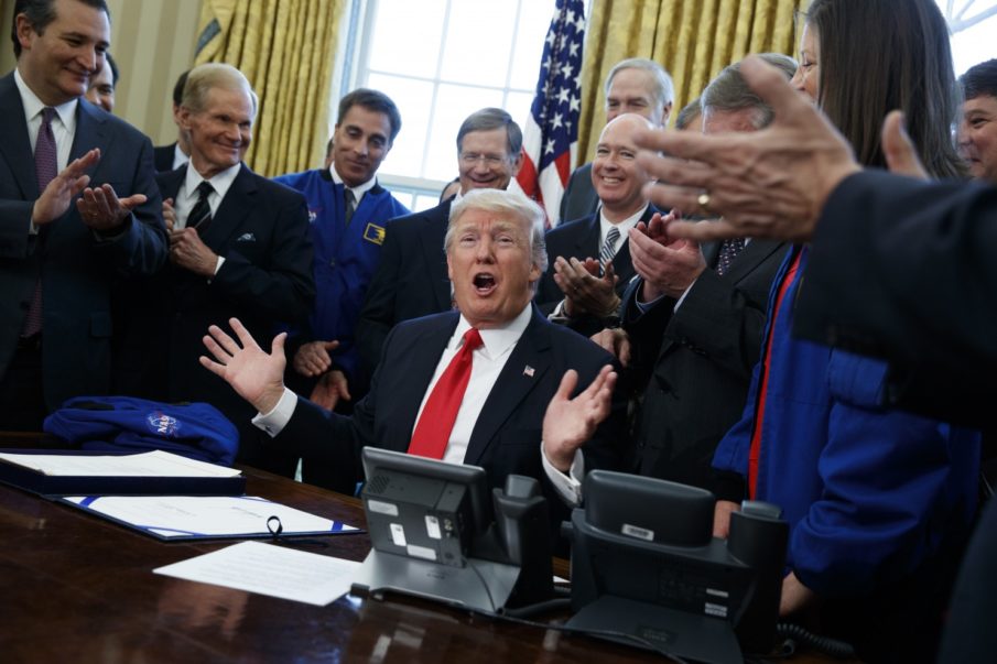 Trump signs NASA bill, ponders sending Congress to space
