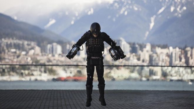 One step closer to being a superhero: British Marine flies like Iron Man in jet-powered suit