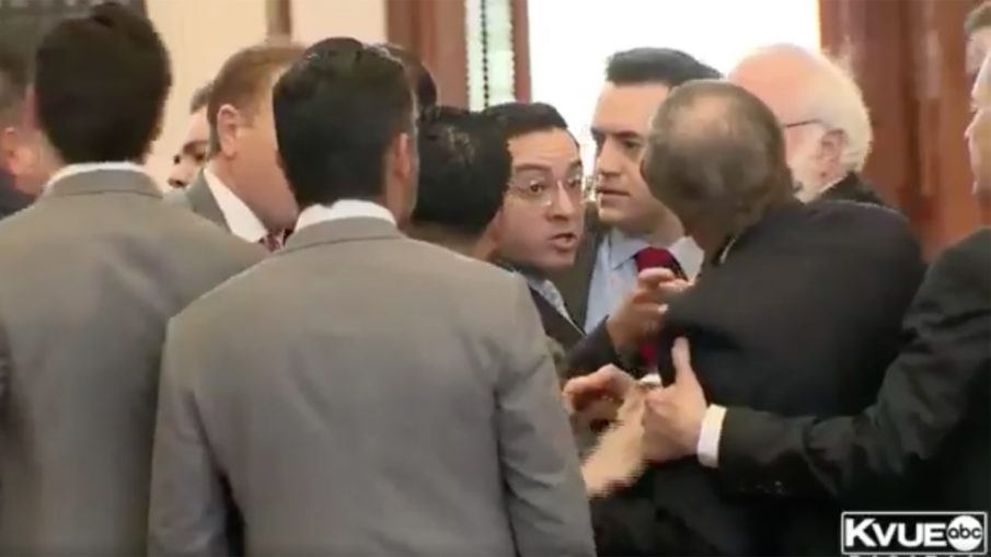 A Texas Republican called ICE on protesters. Then lawmakers started to scuffle.