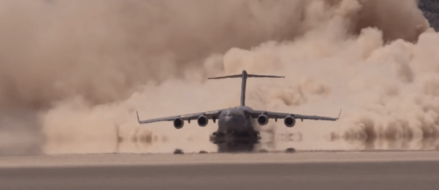 Watch: Air Force C-17 takes off from Delamar Dry Lake Bed ‘Texas Lake’