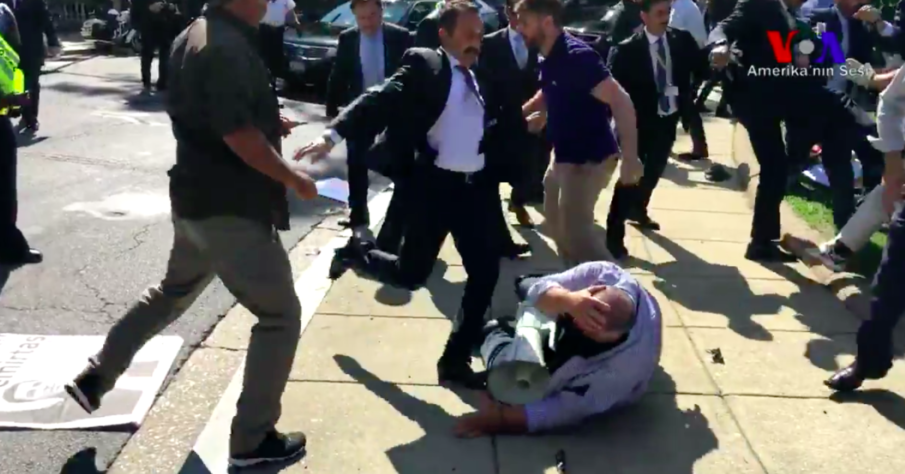 Protesters beat by members of Turkey presidential security detail in Washington D.C.