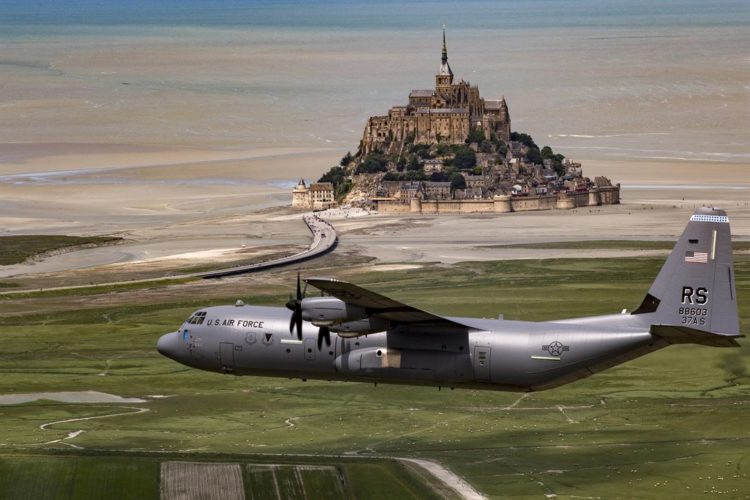 Picture of the Day: C-130J Super Hercules Flies Past Mont Saint-Michel in Normandy, France