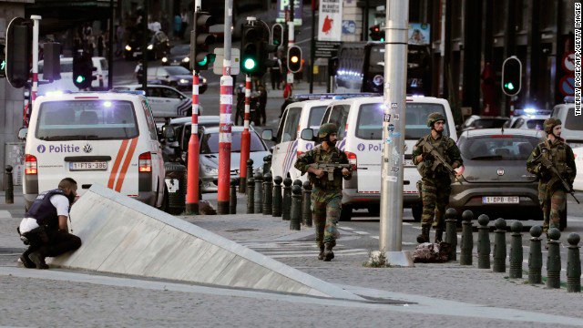 Soldiers shot a terrorist after he detonated an explosive device in Brussels’ Central Railway Station