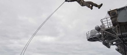 Picture of the Day: US Marine Rappelling from an MV-22B Osprey