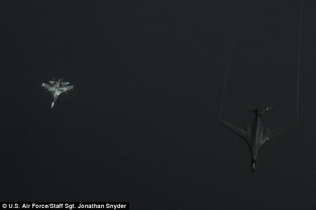 Pictures of the Day: Russian Su-27 Intercepts Formation of U.S. Air Force Aircraft – BALTOPS 2017