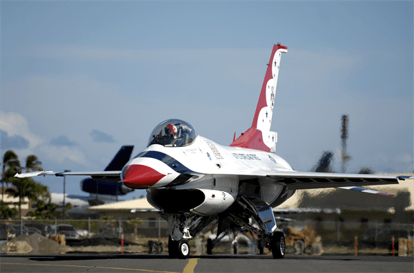 Air Force Thunderbird F-16 flips over after landing at Dayton International Airport