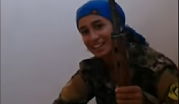Watch: Female YPJ sniper laughs after near miss from ISIS round