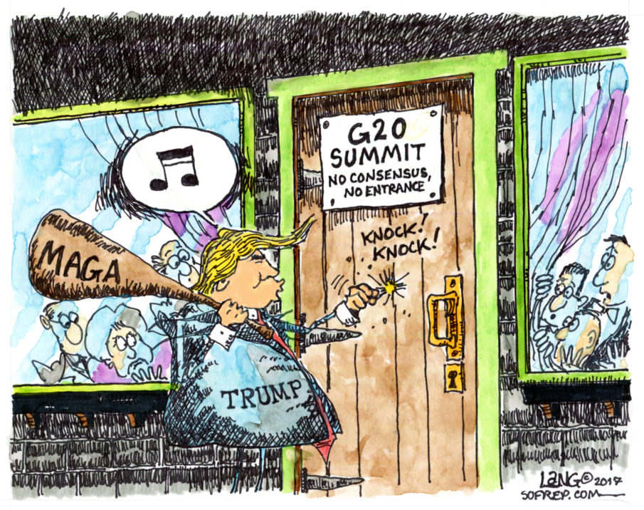 Trump warns Russia ahead of first meeting with Putin