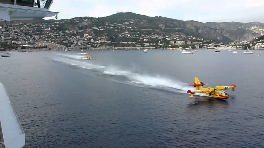 Watch: Fire-fighting water ‘Bombers’ refilling on the go!