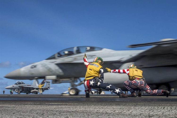 Picture of the Day: US Navy F-18 Super Hornet Launching on the 4th of July