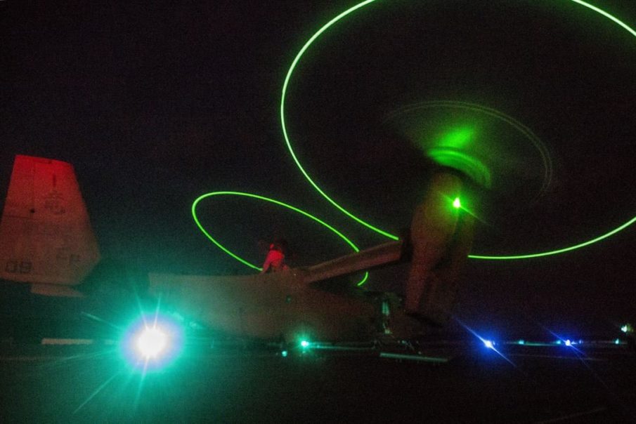 Picture of the day: MV-22B Osprey tilt-rotor aircraft lights up the night!