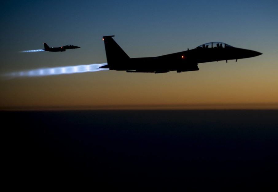 US Military Conduct Airstrikes on ISIS in Iraq, Syria