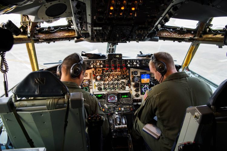 Picture of the Day: Aaron Cho and Jared MacNaught Taxi the KC-135 Stratotanker